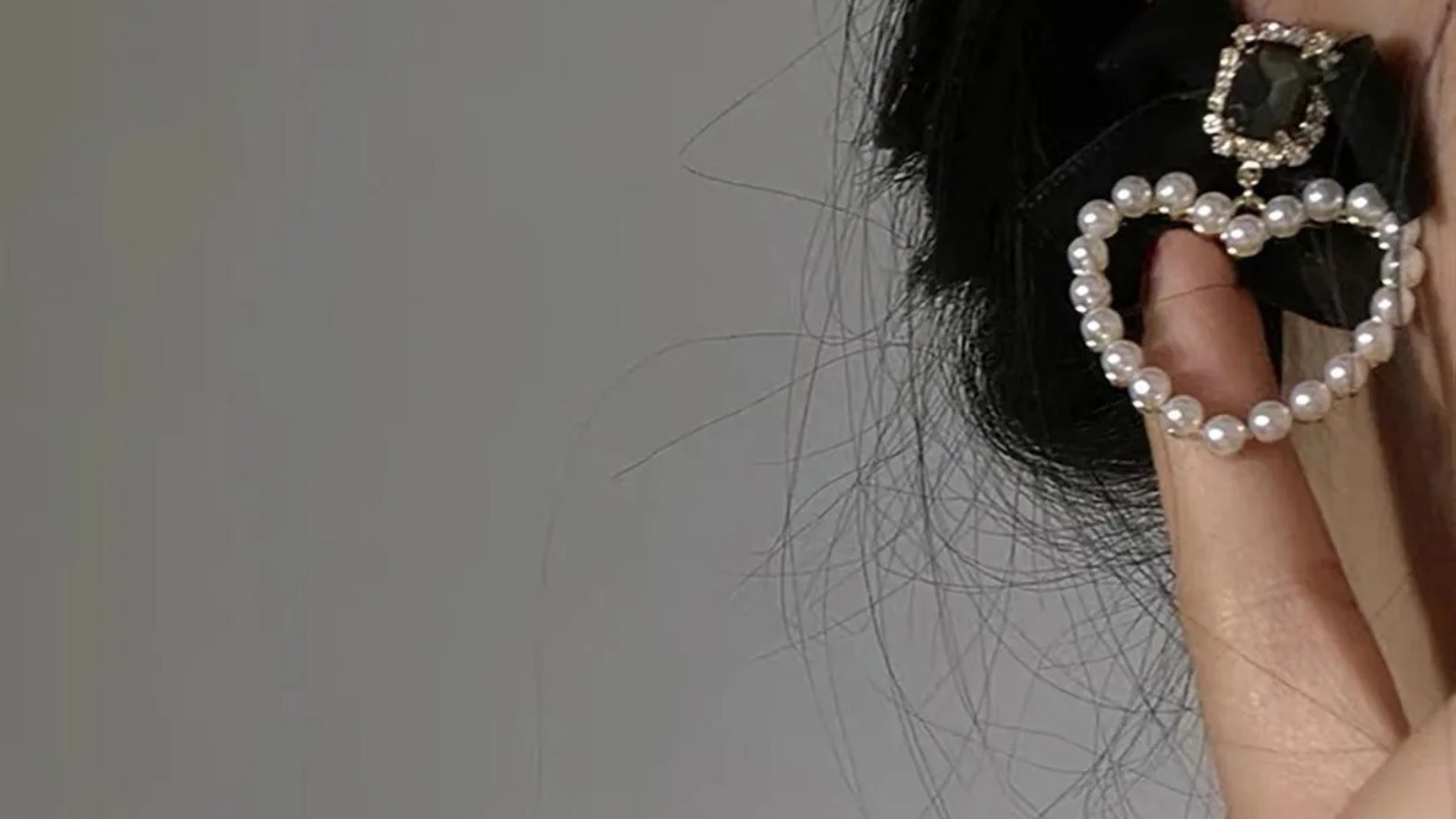Women's Black Pearl  Earrings Antique Plated #02