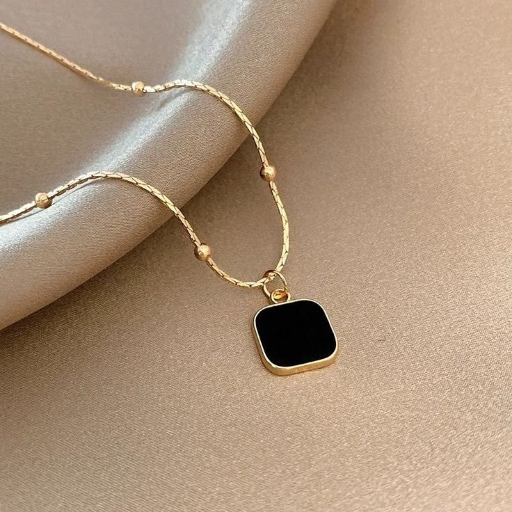 Black Square  Pendant (Stainless Steel Adjustable ) #03